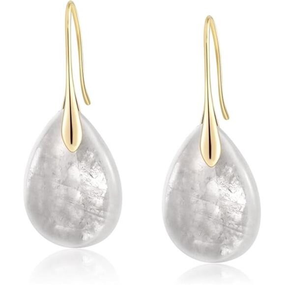 Purple Pink Agate Crystal Dangle Drop Earrings Gold Silver Tone Jewelry Gift - Picture 5 of 5